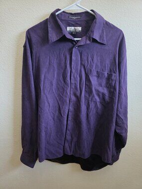 Firethron Silver Men's M Button Down long sleeve casual Shirt. Purple W/Pocket.